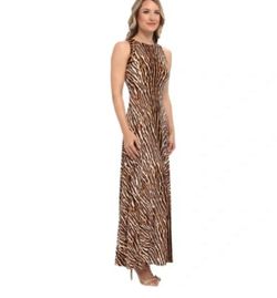 Michael Kors Brown and Black Animal Print Long Dress, Medium size