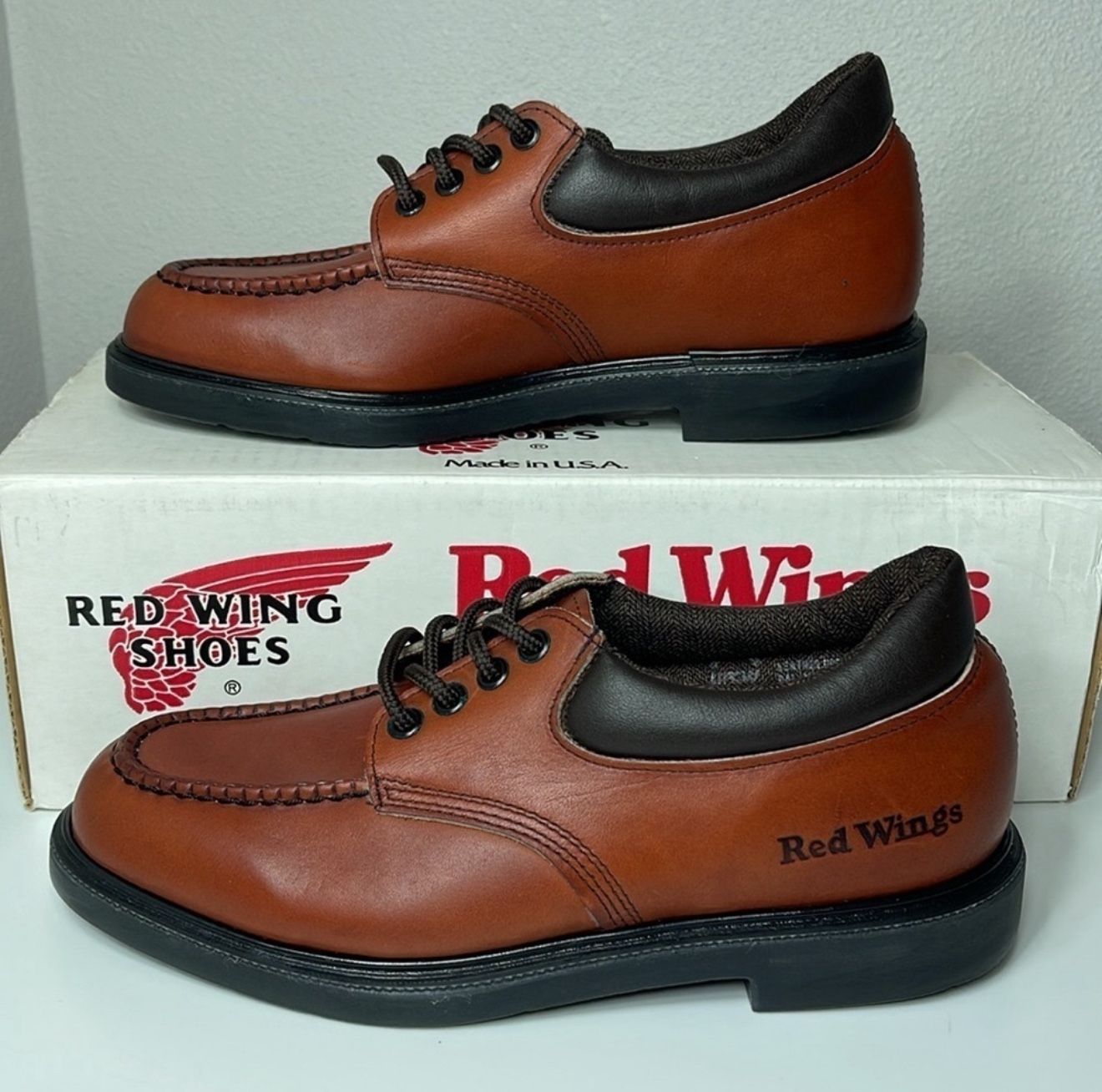 Vintage RED WING Moc Toe Leather Men's Work Comfort Boots Oxford Shoes Size 7.5