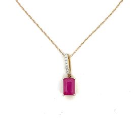 10k Yellow Gold Necklace With Diamond And Ruby Charm GP3054820