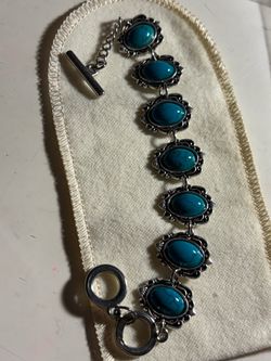 Silver and blue costume bracelet