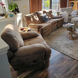 Tawny Microsuede Leather Sofa And Chair
