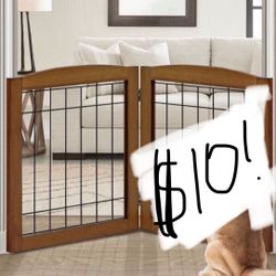 LZRS 2-Panel Freestanding Foldable Wood Dog Gate – Solid Wood & Steel Wire, Chew-Resistant Pet Barrier For Indoor Use, Ideal For Small To Medium Dogs,