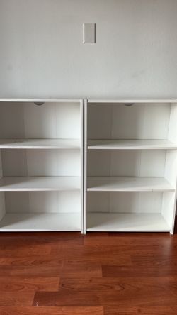 Moving sale 2 white shelves with 3 levels