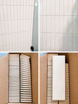 32.5 Sq Ft White Ceramic Subway Tile 2”x8” - 5 Boxes New