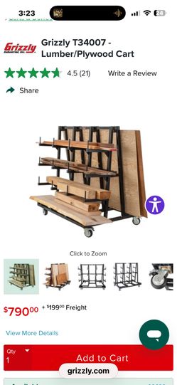 Grizzly steel lumber sheet good rack