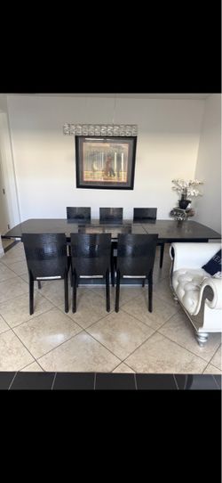 Black Dining Table with 6 Chairs A&X designer