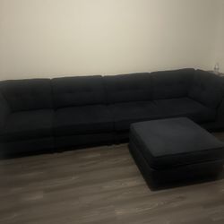 Navy Couch With Ottoman 