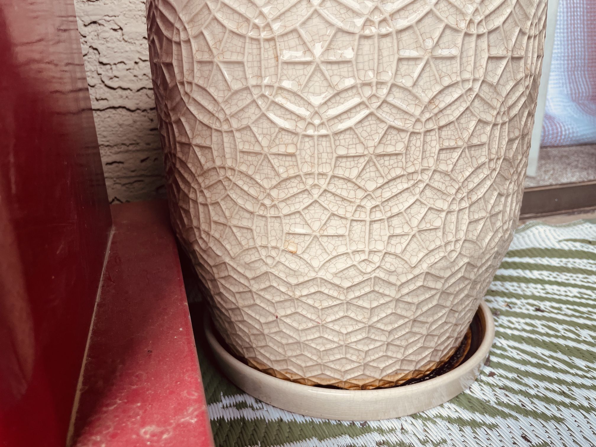 12-13” Heavy Porcelain Planter Pot with Holder One Set 