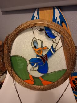 Walt Disney Productions large Donald Duck Stained Glass Rare