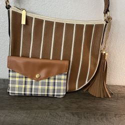 Michael kors "Striped" Leather & Canvas Hobo