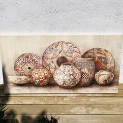 Printed Art Work “Terra Cotta” 30 x 59.25 in on Wood Earthy Tones (Silver Lake)