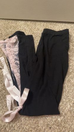 New black flare lace bow leggings
