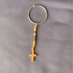 Red Aventurine Cross Car Charm Pendant