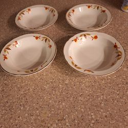Vintage Superior Hall China Autmn Leaf Tea Desert Bowls 5 1/4"