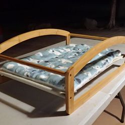 Bamboo Wood Pet Bed with Cushion