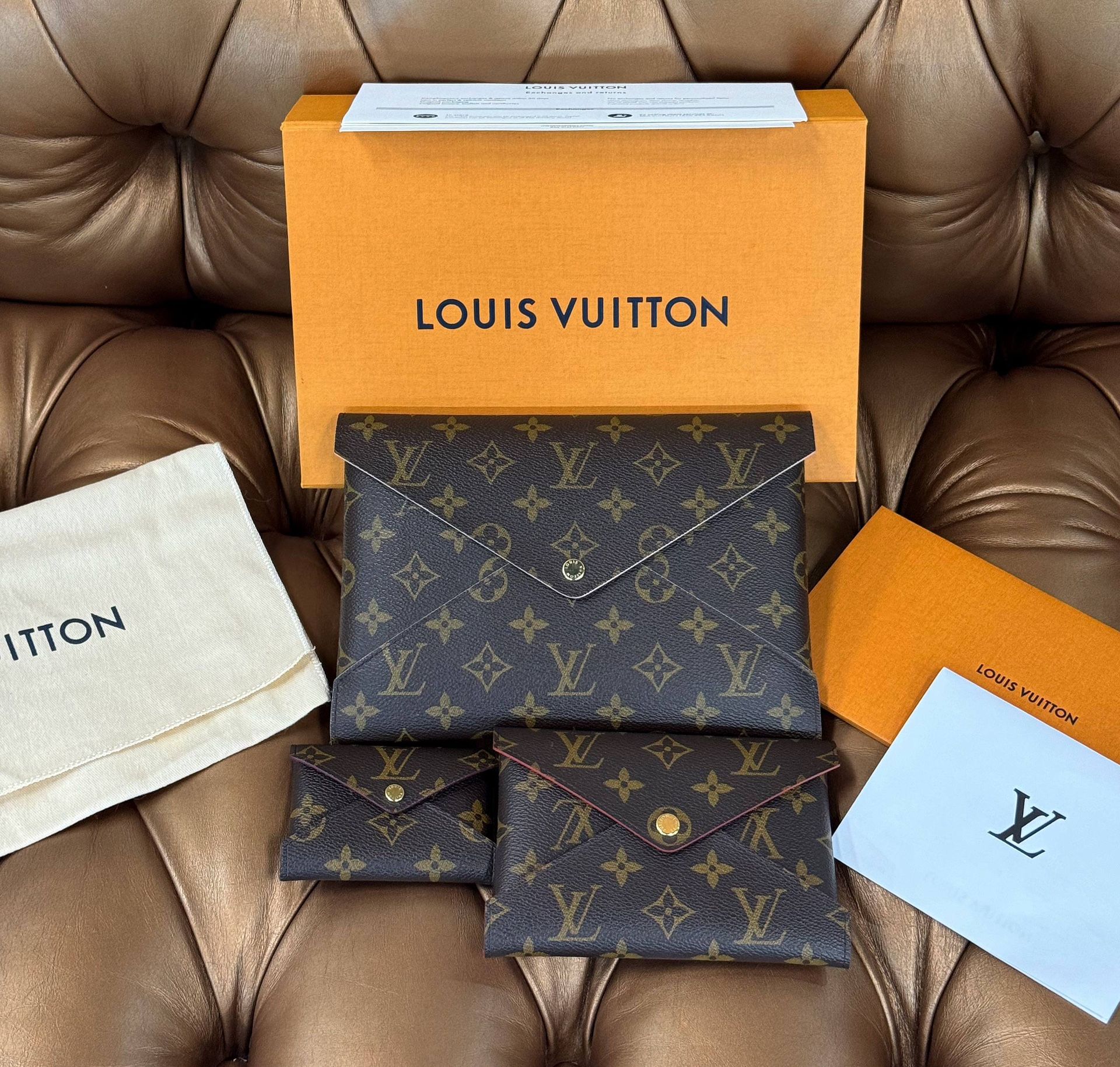 LOUIS VUITTON Monogram Pochette Kirigami Pouch M62034 Purse Box Dust Bag