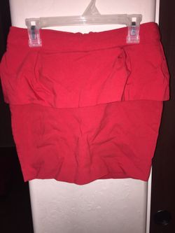 Red layered pencil skirt