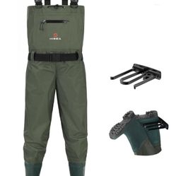 HISEA Bootfoot Chest Wader for Men Women 2-Ply Nylon/PVC Waterproof Mesh lining Fishing Hunting Waders with Boot Hanger Size 12