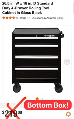 Husky 26.5 in. W x 18 in. D Standard Duty 4-Drawer Rolling Tool Cabinet in Gloss Black