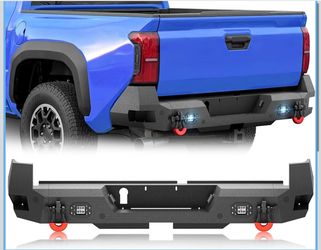 for Tacoma Pickup Truck Rear Bumper Compatible with 2024 -2025 Toyota Tacoma 4th Gen with LED Lights, License Plate Lights & License Plate Holes, Sens