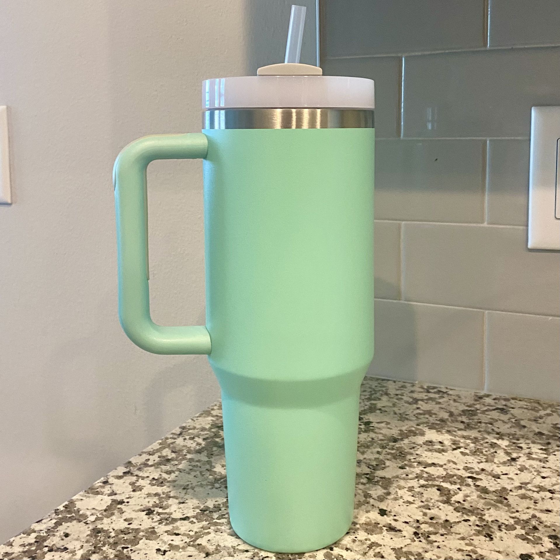 40oz Shadow Green Stainless Steel Double Tumbler with Lid and Straw