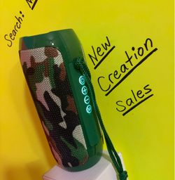 BRAND NEW GREEN CAMOUFLAGE T&G Portable Wireless Bluetooth Speaker Rechargeable LED Light Up Buttons Music Player Wrist Strap Outdoor Travel Audio
