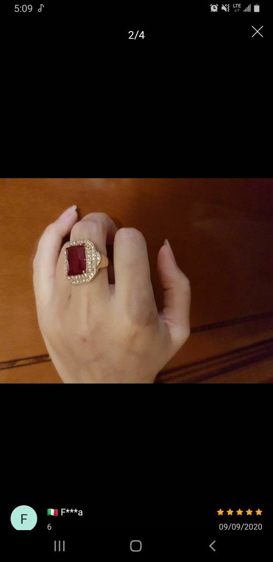 Exquisite 18K filled Gold Rings Natural Gemstone Ruby Ring Wedding Fine Jewelry. Size 9