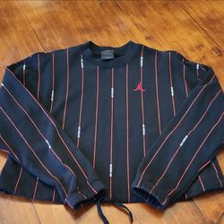 Air Jordan Pinstripe Crop Crewneck Sweatshirt
