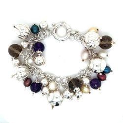 Sterling Silver 925 Circles Charm Bracelet