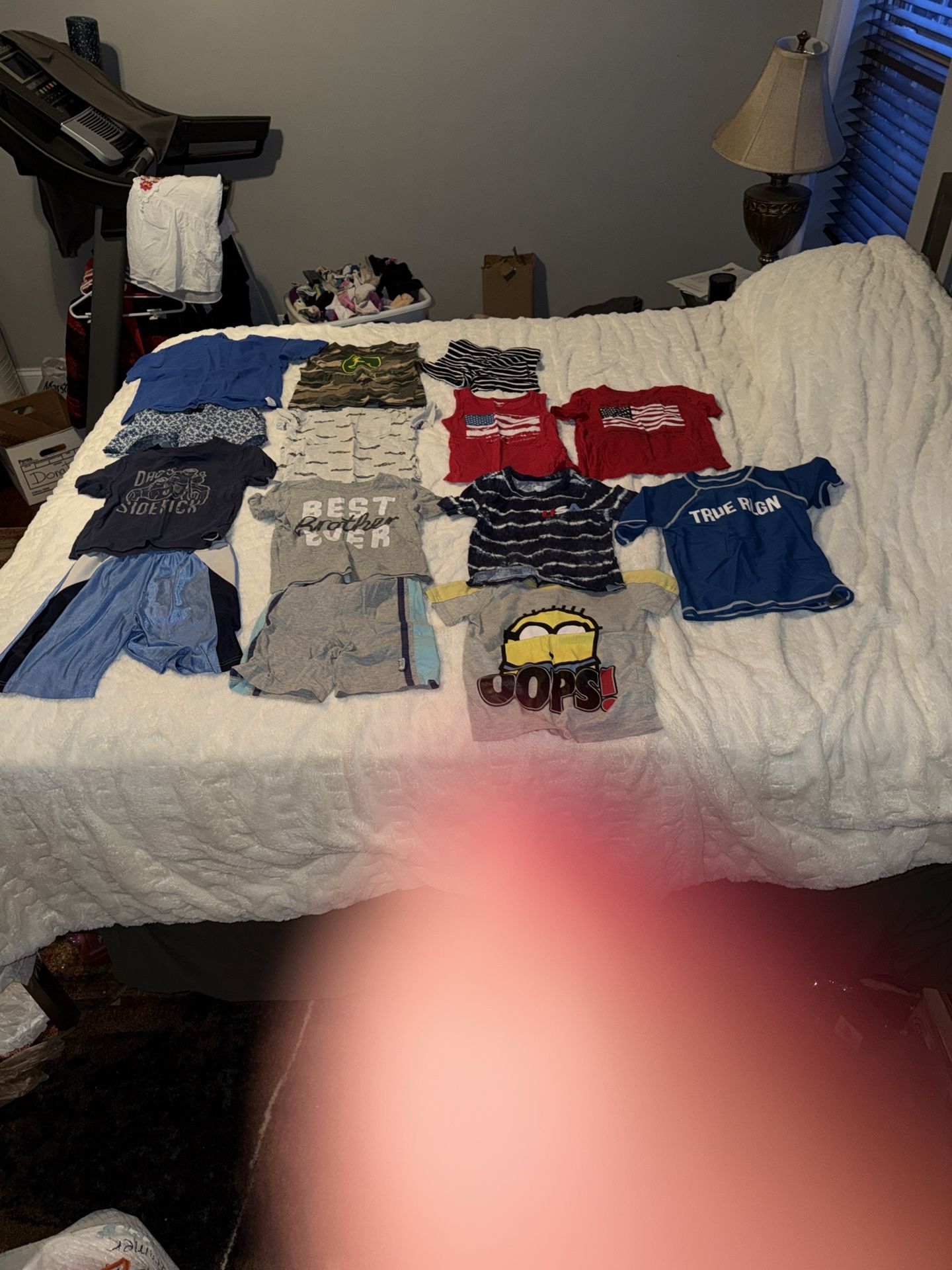 Boys size 3T spring/summer clothes 14 pieces. Some have stains but no holes. Some tshirt designs have cracking on them