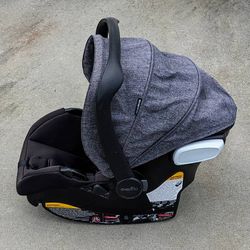 Evenflo Litemax Pivot Pro Series 2.0 infant newborn baby car seat in black & Devon gray color combo