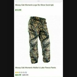 NEW LADIES MOSSY OAK WOMEN'S WALKER'S LAKE FLEECE PANTS*SZ XL