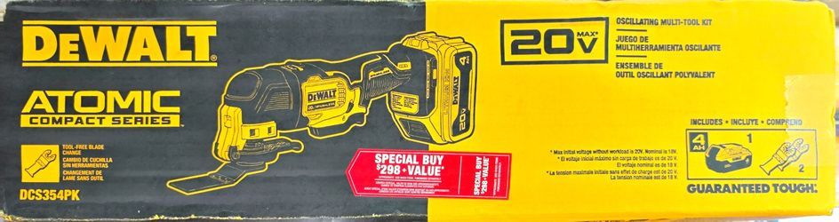 DEWALT DCS354PK 20V ATOMIC Oscillating Tool Kit + 4Ah Battery New