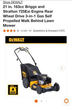 DEWALT 21in 163cc Self-Propelled Gas Lawn Mower