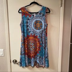 Viishow Blue Pattern Sleeveless Dress