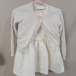 Baby Girl Holiday Dress And Cardigan Size 12/18 Months 