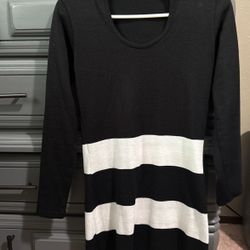 Casual Black And White Dress