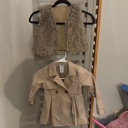 Winter Toddler Trenchcoat & Faux Fur Vest $10