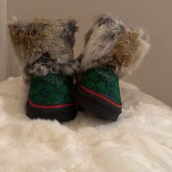 🍀🤎 Little Kids Custom Snow Boots Gucci Print