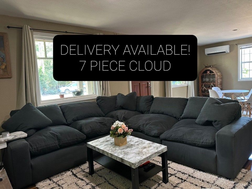 Cloud Sectional Couch Sofa Feathered Black 7 Pieces Delivery Available 