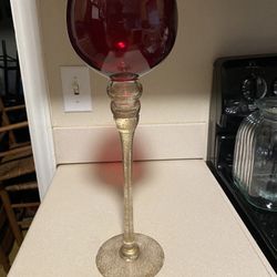 Tall Stemmed Red Globe Glass