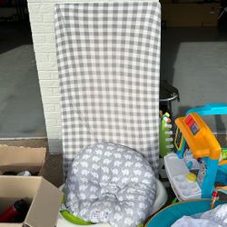 Barely used crib mattress, baby Boppy, baby shower