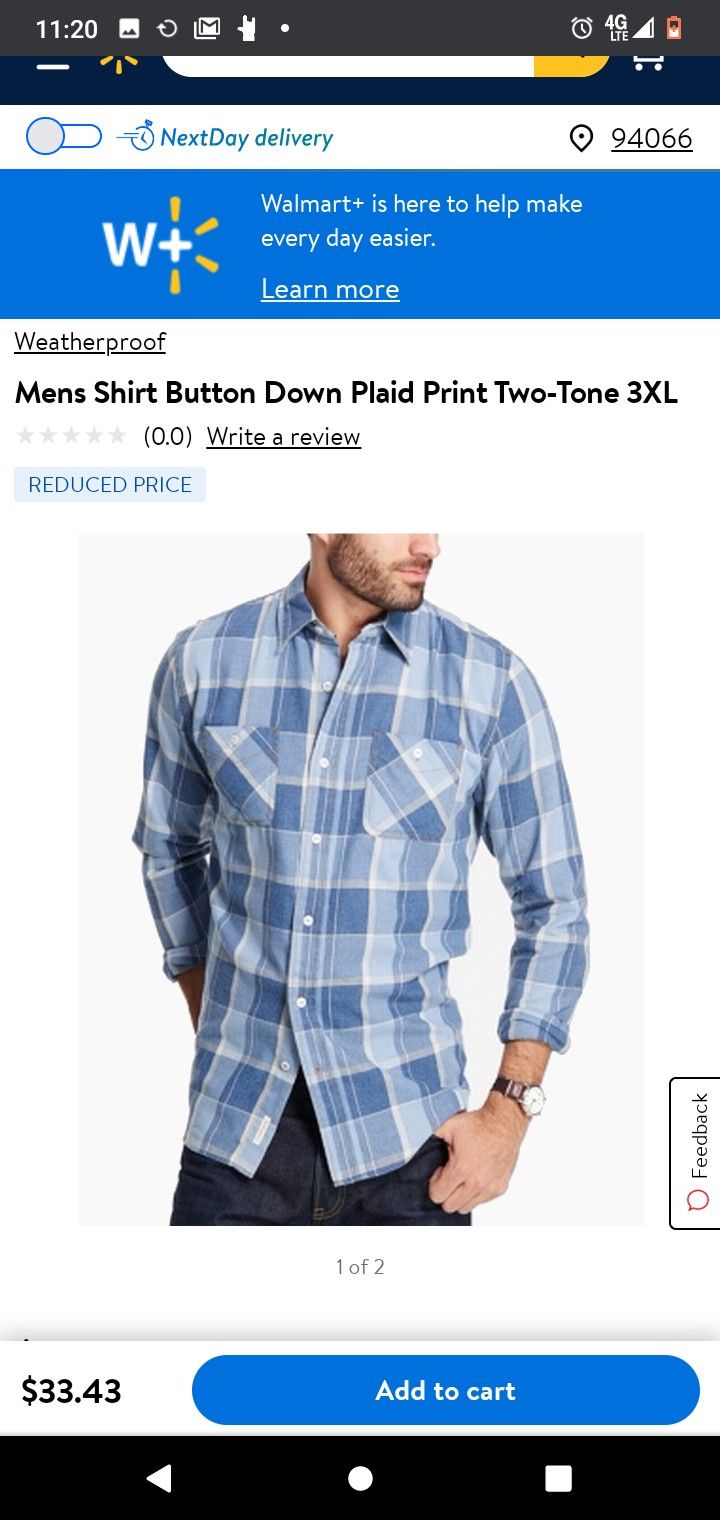 Weatherproof vintage Mens button down plaid shirt S