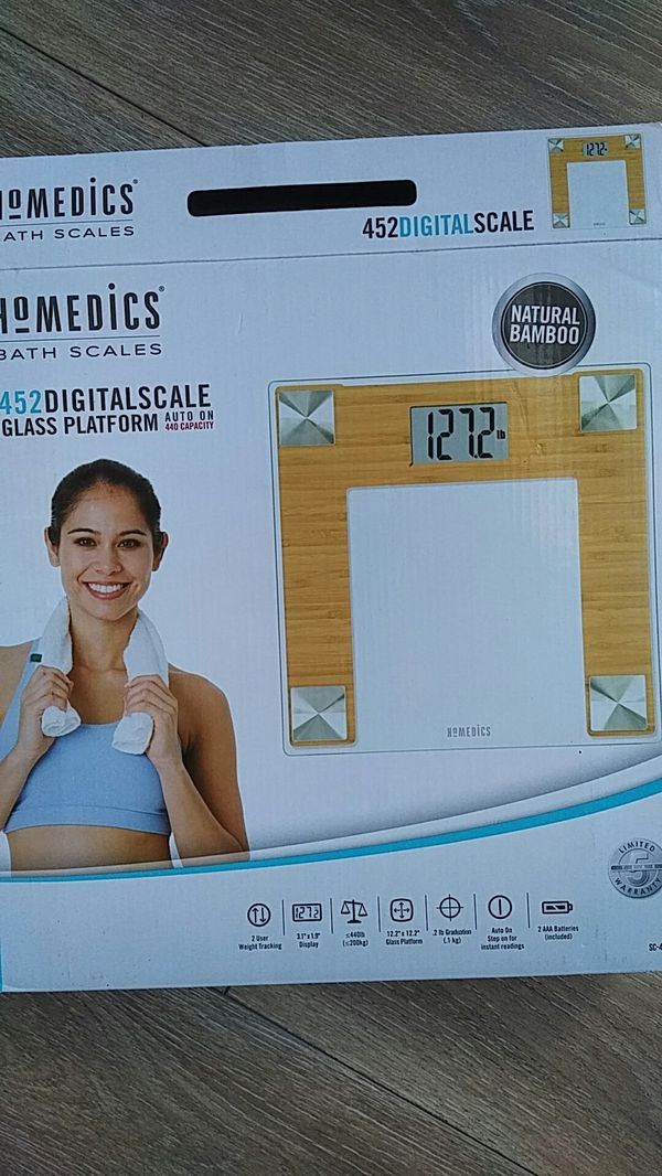 Homedics bamboo digital bathroom scale brand new