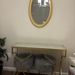 Gold Mirror And Gold Mirror Table 