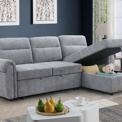 Gray Reversible Sleeper Sofa - Free Delivery ✅ Gray Sectional Sleeper Sofa Pull Out Bed 