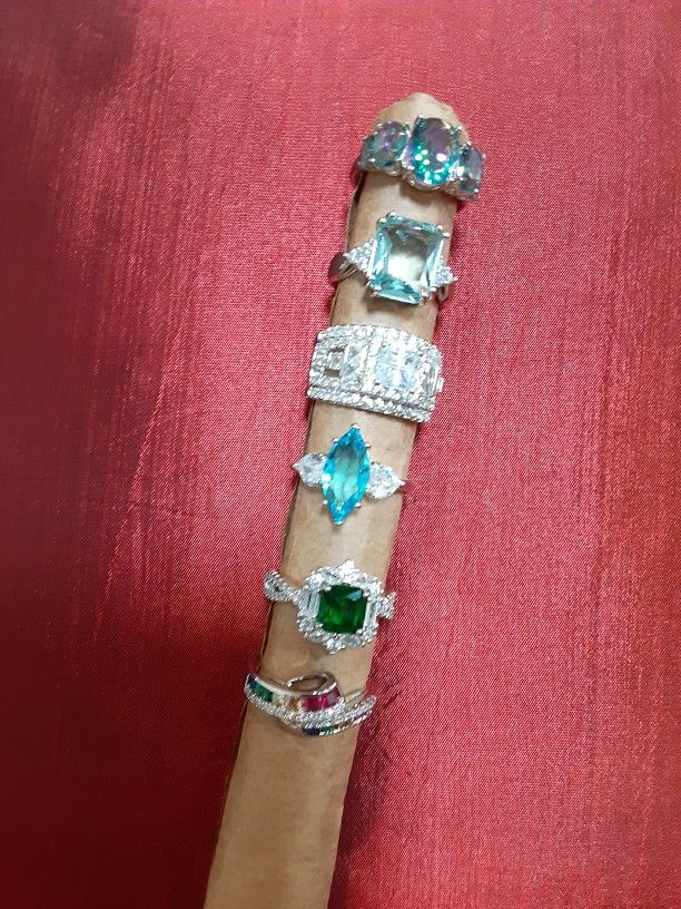 Rings (Green Stone,rhine Stone And Pink Green Stone