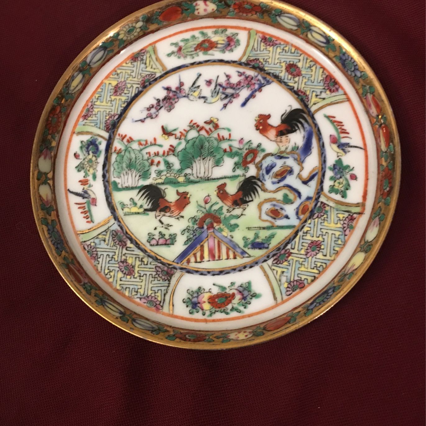 Antique Chinese Meat Tray With Sauce Cup