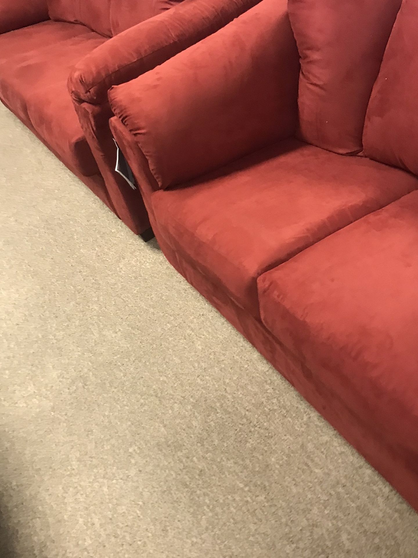 Red Nice New Couch And Loveseat