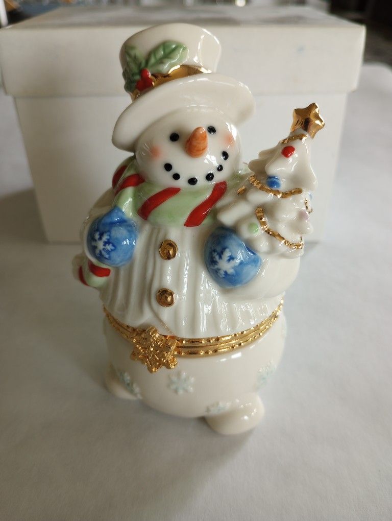 Limoges Porcelain Snowman Box